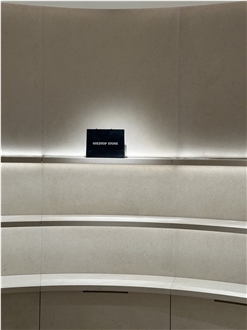Cream Limestone Curved Cabinet For Chloe Boutique Furniture