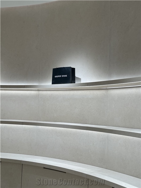 Cream Limestone Curved Cabinet For Chloe Boutique Furniture