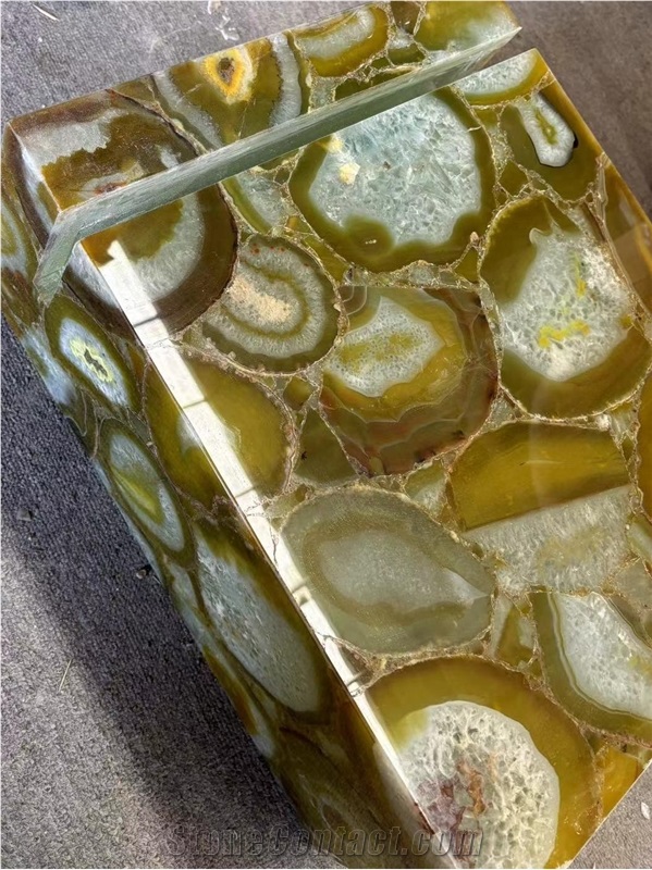 Yellow Agate Gem Semiprecious Stone Table Legs