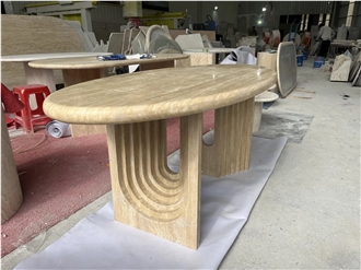 Custome 100% Nature Travertine Dining Table For Living Room