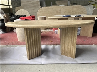 Custome 100% Nature Travertine Dining Table For Living Room