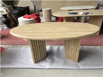 Custome 100% Nature Travertine Dining Table For Living Room