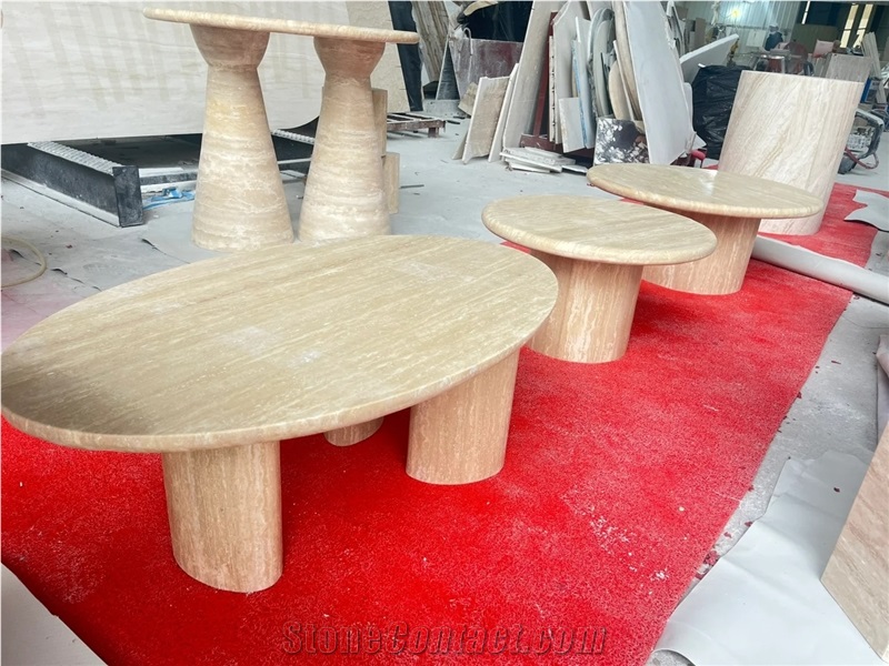 Custome 100% Nature Travertine Dining Table For Living Room