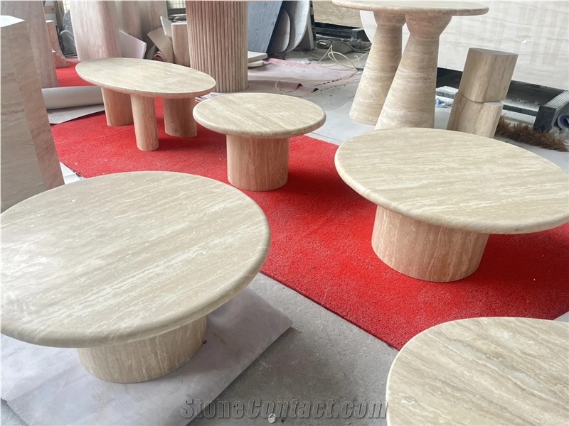 Custome 100% Nature Travertine Dining Table For Living Room