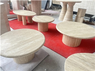 Custome 100% Nature Travertine Dining Table For Living Room