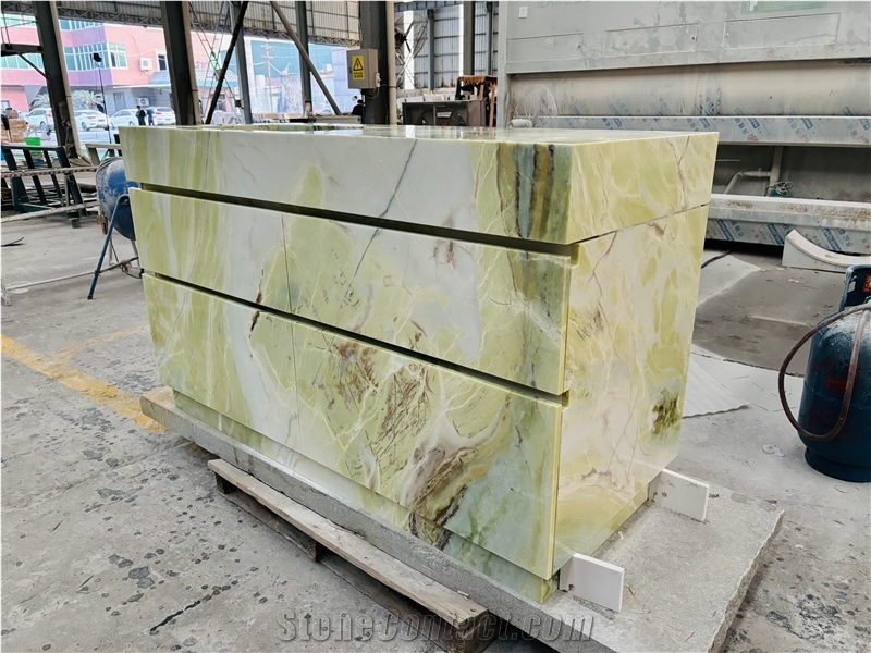 HRST STONE Custom Dreaming Green Marble Vanity Bath Top