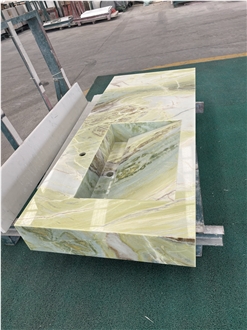 HRST STONE Custom Dreaming Green Marble Vanity Bath Top