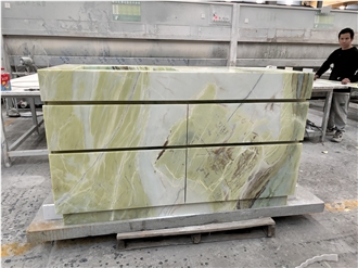 HRST STONE Custom Dreaming Green Marble Vanity Bath Top