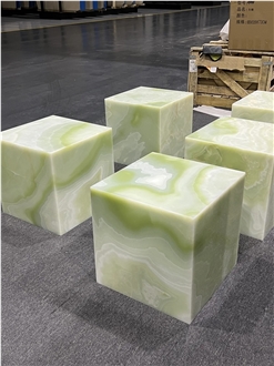 HRST STONE Green Onyx Side Table Plinths