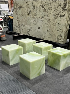 HRST STONE Green Onyx Side Table Plinths