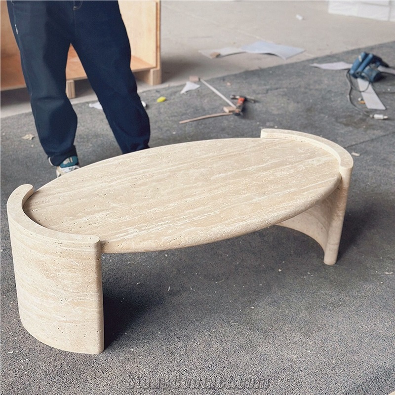 HRST STONE OEM ODM Travertine Coffee Table For Wholesale