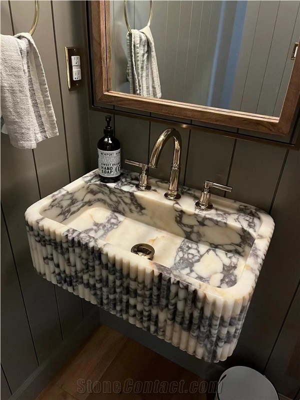 Marble Sink In Calacatta Violet