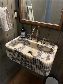Marble Sink In Calacatta Violet Marble Sink In Calacatta Violet