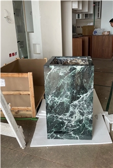 Pedestal Sink In Verde Alpi Marble