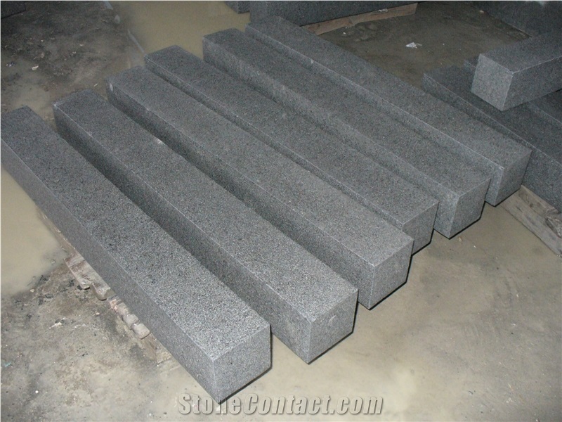 G684 Black Granite Chiseled Kerbstones