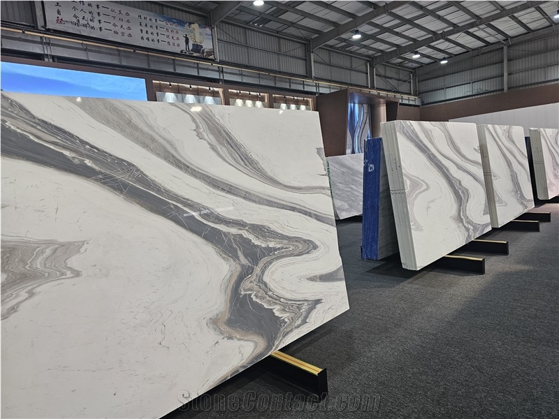 New 2Cm Volakas White Marble Slabs With Fantasy Veining