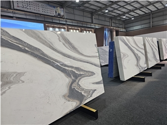 New 2Cm Volakas White Marble Slabs With Fantasy Veining