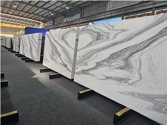 New 2Cm Volakas White Marble Slabs With Fantasy Veining