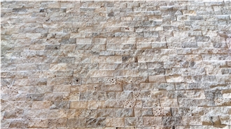 Silver Travertine Split Face On Mesh 2.3X4.8 Cm Stone Veneer