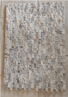 Silver Travertine Split Face On Mesh 2.3X4.8 Cm Stone Veneer
