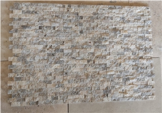 Silver Travertine Split Face On Mesh 2.3X4.8 Cm Stone Veneer