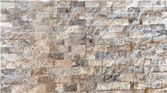 Silver Travertine Split Face On Mesh 2.3X4.8 Cm Stone Veneer