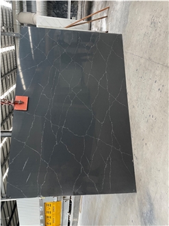 Artificial Black Quartz Slabs With Slight Veins