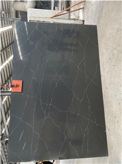 Artificial Black Quartz Slabs With Slight Veins