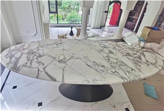 Calacatta Marble Waterjet Medallion Inlay Table Top For Office Desk