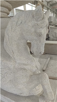 Carved Yellow Granite Horse 3-Tier Fountain For Garden Decor