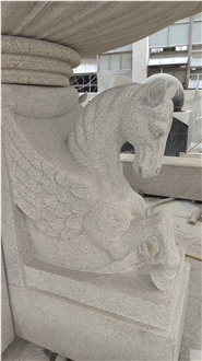 Carved Yellow Granite Horse 3-Tier Fountain For Garden Decor