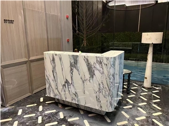 Custom Design Arabescato Marble Reception Counters For Hotel