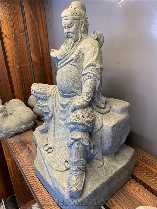 Light Gray Granite Water Carrying Monk Statues For Temple