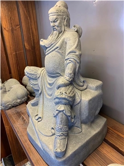 Light Gray Granite Water Carrying Monk Statues For Temple