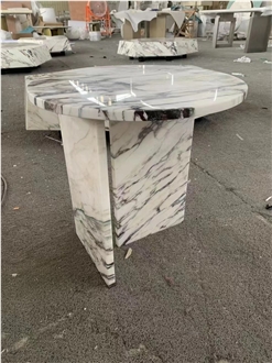Romano Travertino Fluted Leg Round Table For Restaurants