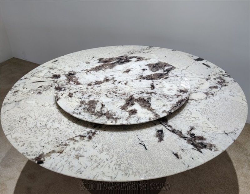 Romano Travertino Fluted Leg Round Table For Restaurants