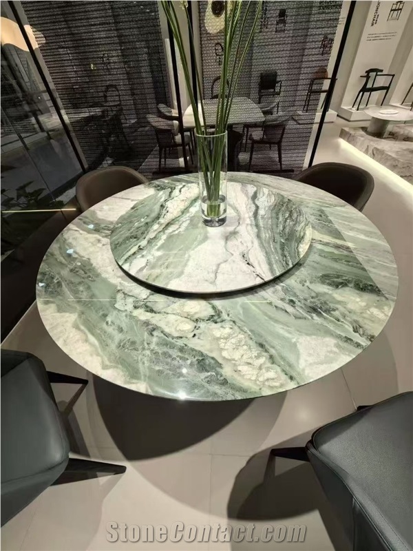 Romano Travertino Fluted Leg Round Table For Restaurants