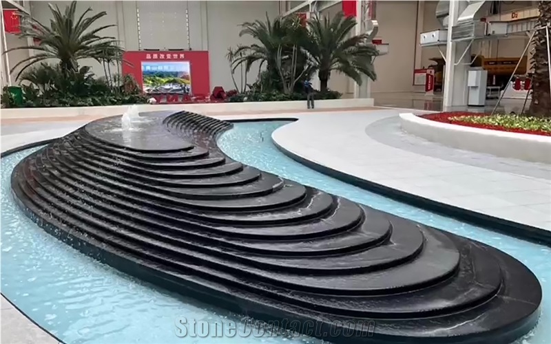 Angola Black Granite Polished Mall Water Features