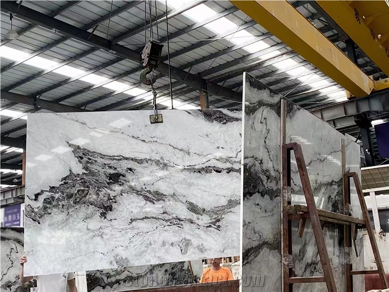 China Panda White Polished 2Cm Marble Slabs, Exterior Wall