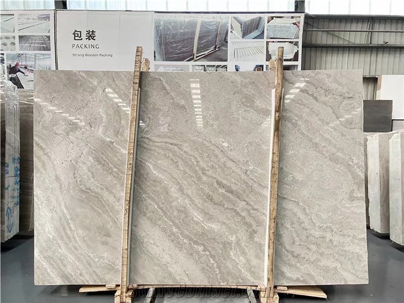 Cross Cut White Wood Grain Marble Slabs