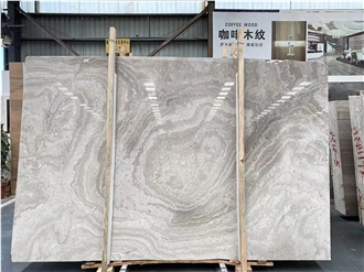 Cross Cut White Wood Grain Marble Slabs