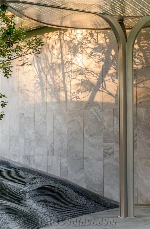 Cross Cut White Wooden Marble Slabs,Exterior Wall And Floor