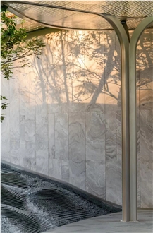 Cross Cut White Wooden Marble Slabs,Exterior Wall And Floor