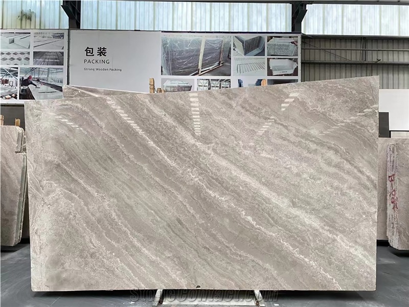 Cross Cut White Wooden Marble Tiles,Twill Propitious Clouds