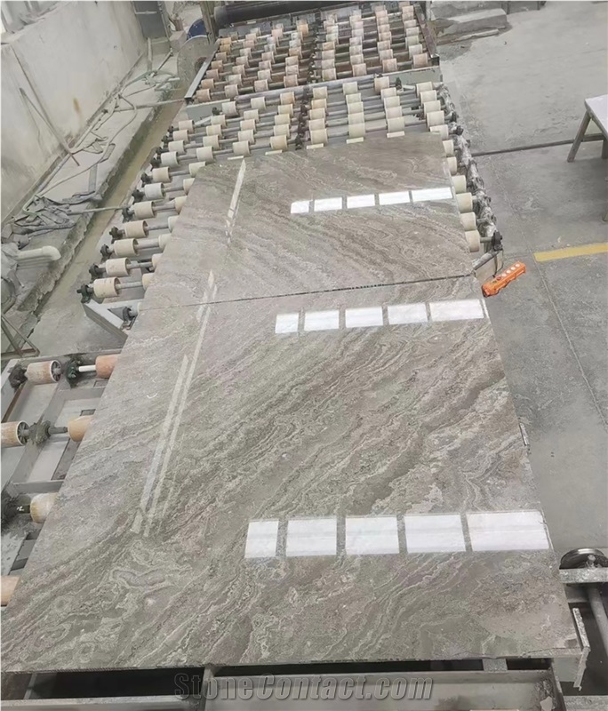 Cross Cut White Wooden Marble Tiles,Twill Propitious Clouds