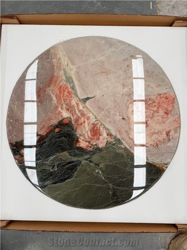 Four Season Pink Marble Round Coffee Table Tops