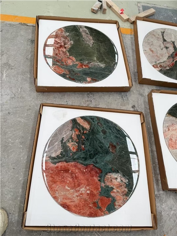 Four Season Pink Marble Round Coffee Table Tops