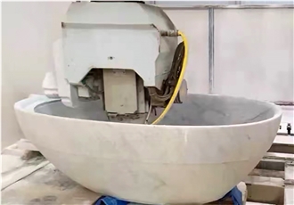 White Wood Grain Marble CNC Carved Polished Surface Bathtub