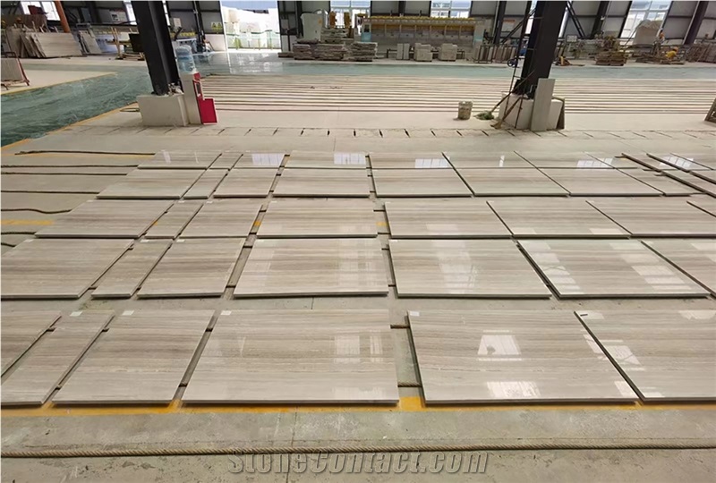 White Wood Vein Marble Slab For Floors Tiles