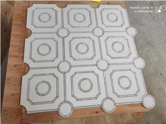 Thassos White And Oyster Shell Pattern Polished Mosaic Tiles
